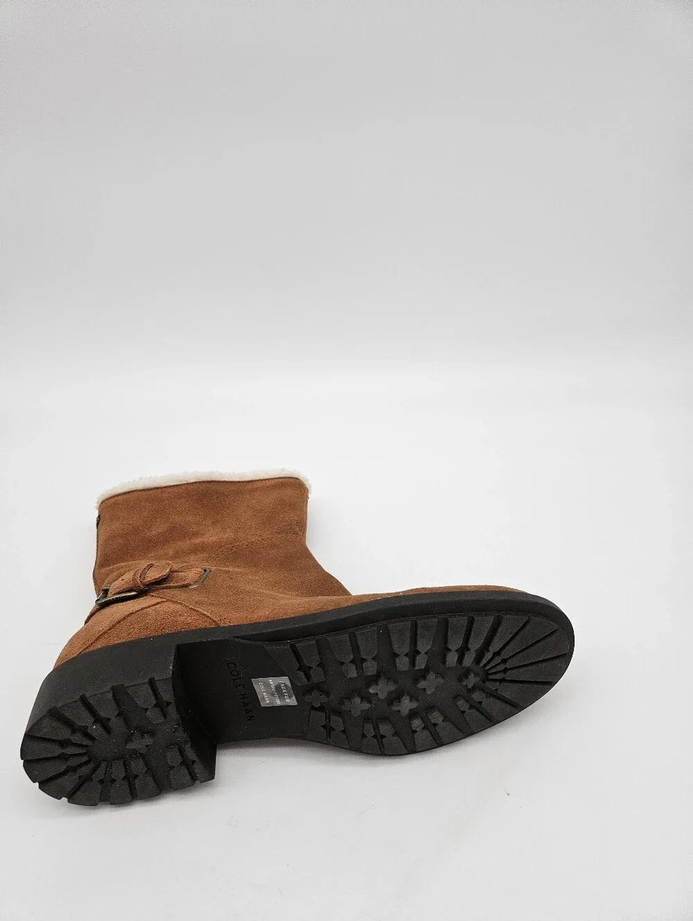 Cole Haan Quiana Tan Suede Faux Shearling Lining Waterproof Boots Size 9.5B